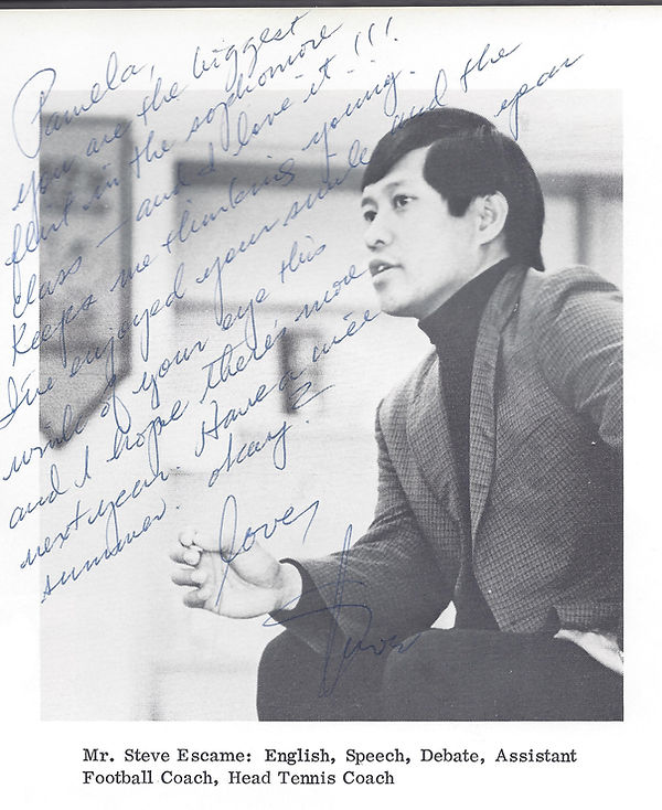 8 - Escame Photo and Note to Pam 1973 FHS Yearbook.jpg